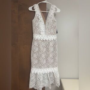 Dress the Population White Sheath Plunge Dress